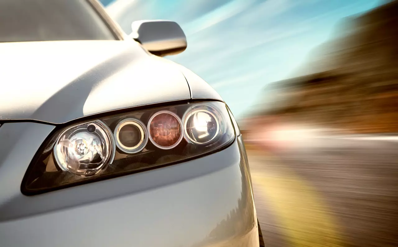 Close up of car headlights